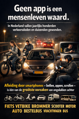 Afleiding door smartphones in het verkeer